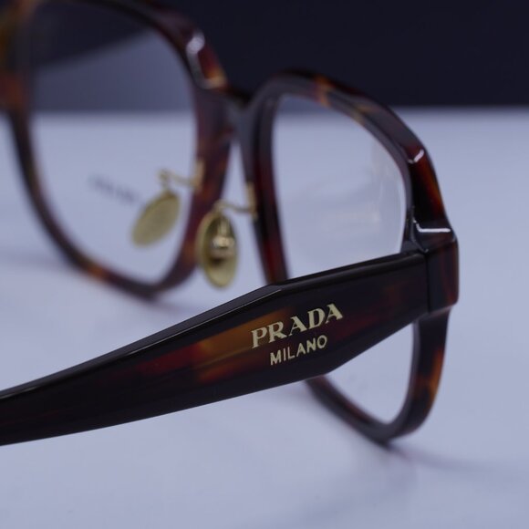 Prada PRB07VD 22A1O1 Square Eyeglasses - Poppy Tortoise/Bordeaux 56mm - Picture 5 of 9
